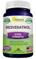 100% Natural Resveratrol 1000mg/Serving | 180 Capsules | Heart Health