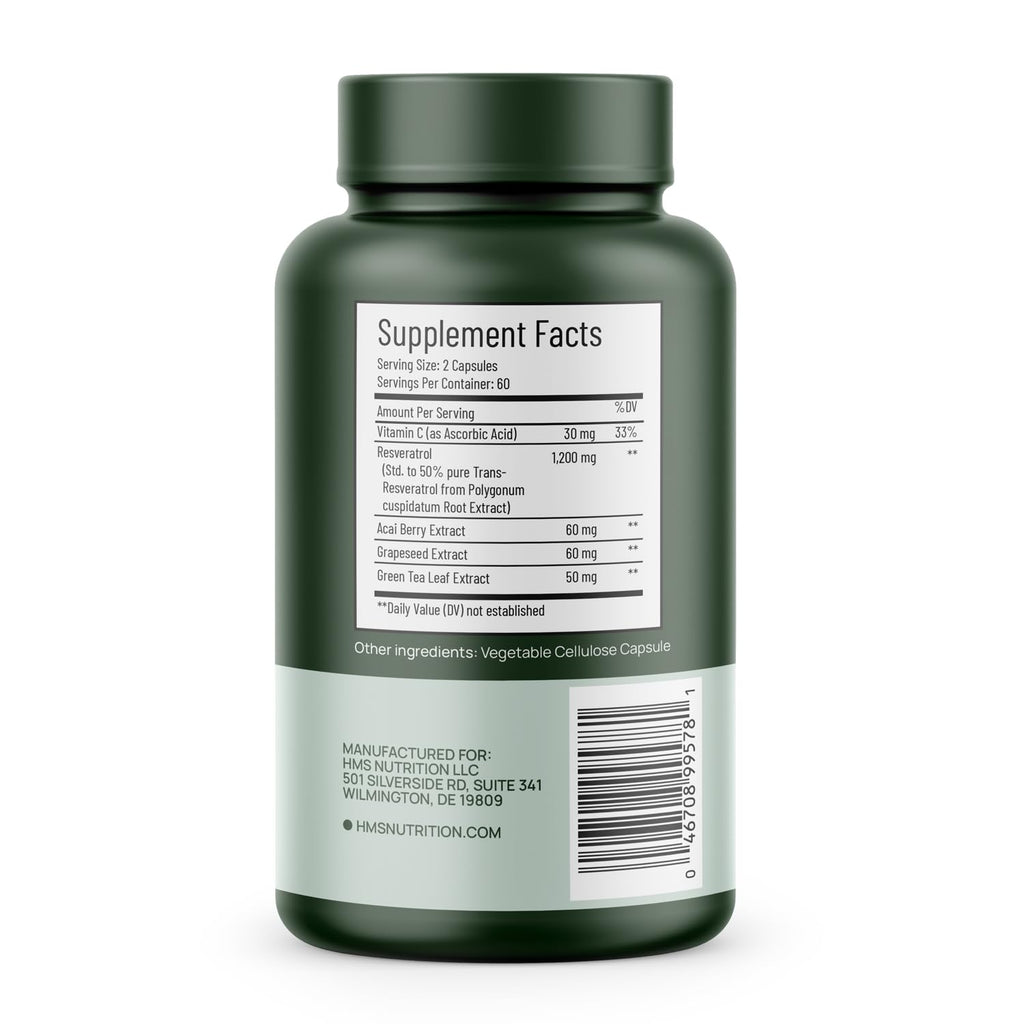 Resveratrol 1400mg 120 Capsules | High Potency Trans-Resveratrol, Antioxidants & Heart Health