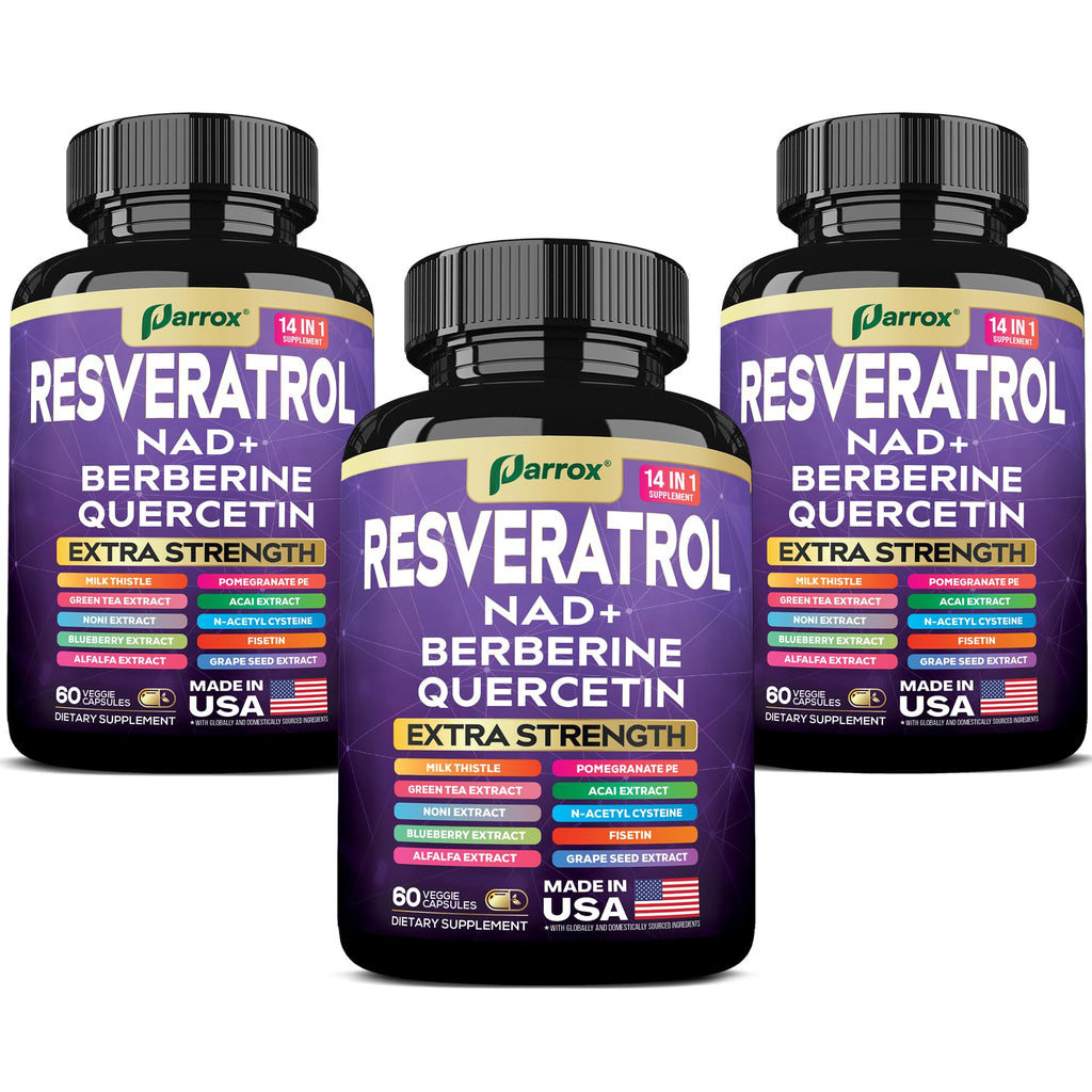 Resveratrol 14-in-1 Extra Strength (180 Caps) with NAD+, NAC & Berberine