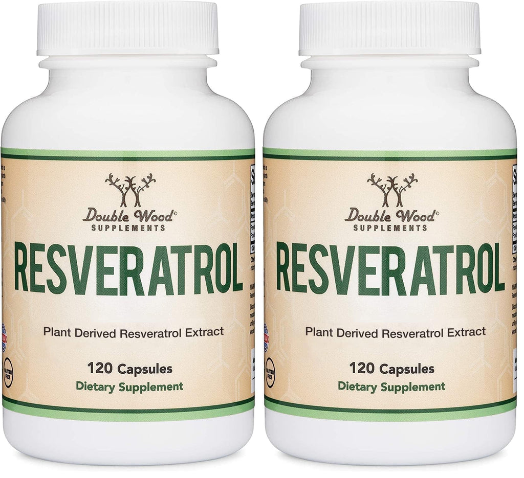 Resveratrol 500mg per Serving – 120 Capsules (Pack of 2) | Double Wood