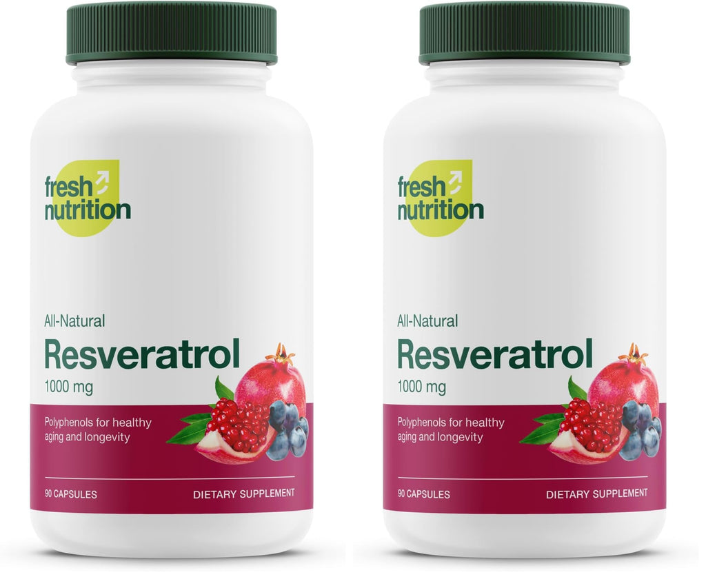 Resveratrol Supplement 750mg – Trans-Resveratrol, Extra Strength (90 Capsules, Pack of 2) – Vegan, Non-GMO, Gluten-Free