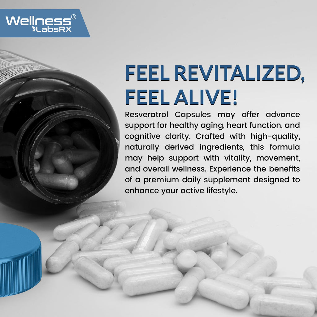 WELLNESS LABSRX Resveratrol 120 Capsules – Trans-Resveratrol for Heart & Brain Health (Vegan, Keto)