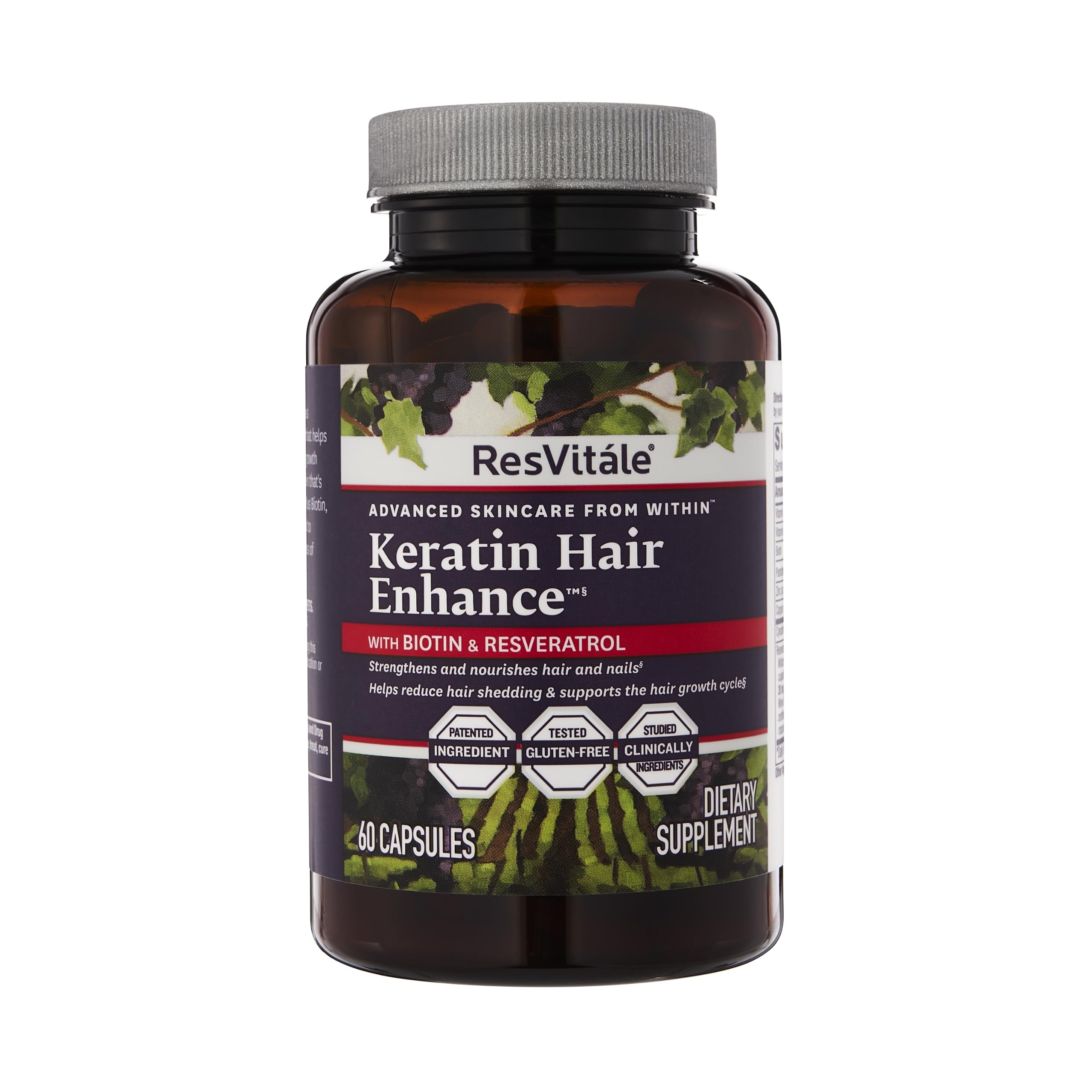 ResVitale Keratin Hair Enhance - Keratin + Biotin Hair Growth Supplement | 60 Capsules