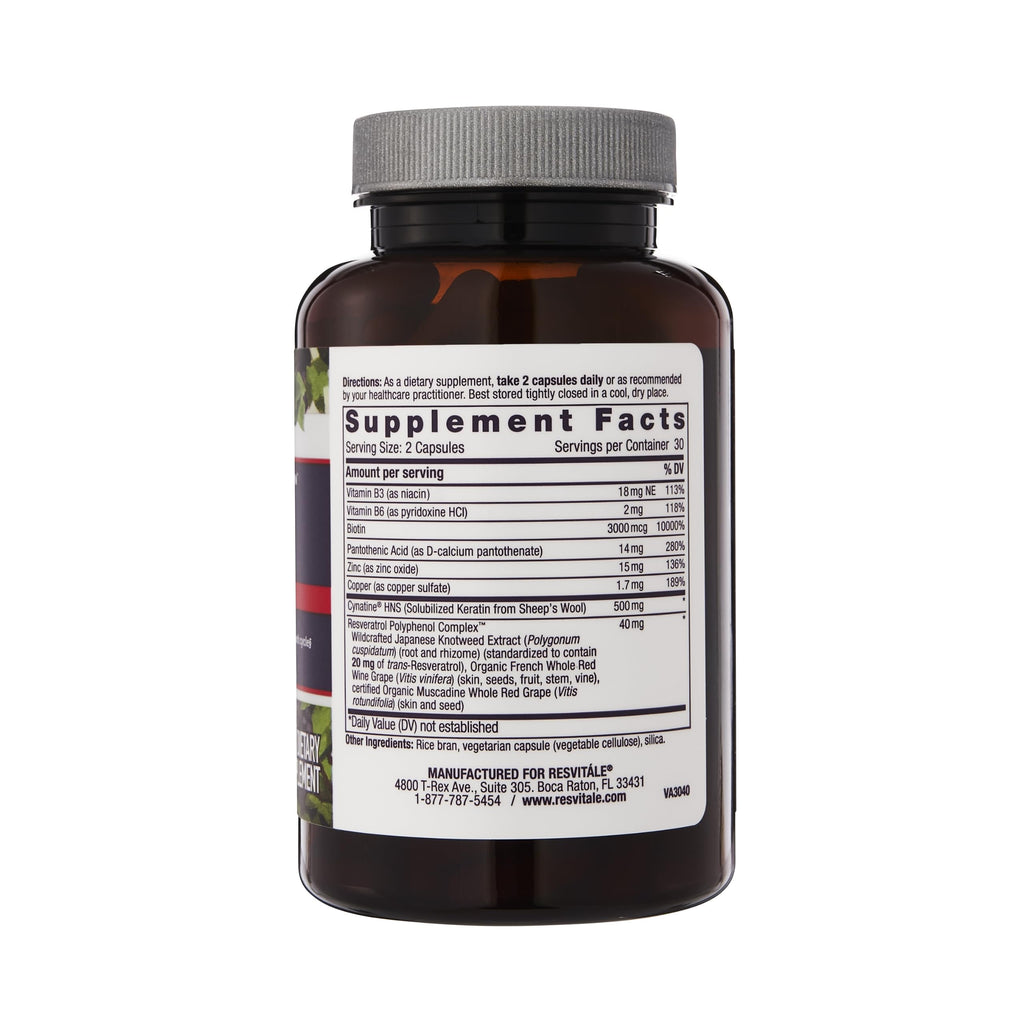 ResVitale Keratin Hair Enhance - Keratin + Biotin Hair Growth Supplement | 60 Capsules