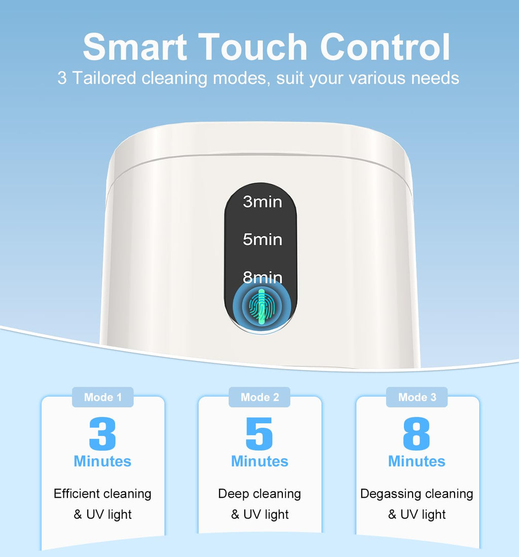 2025 Ultrasonic Retainer Cleaner Machine – 45kHz, UV Light, 3 Cleaning Modes, 200ML Capacity