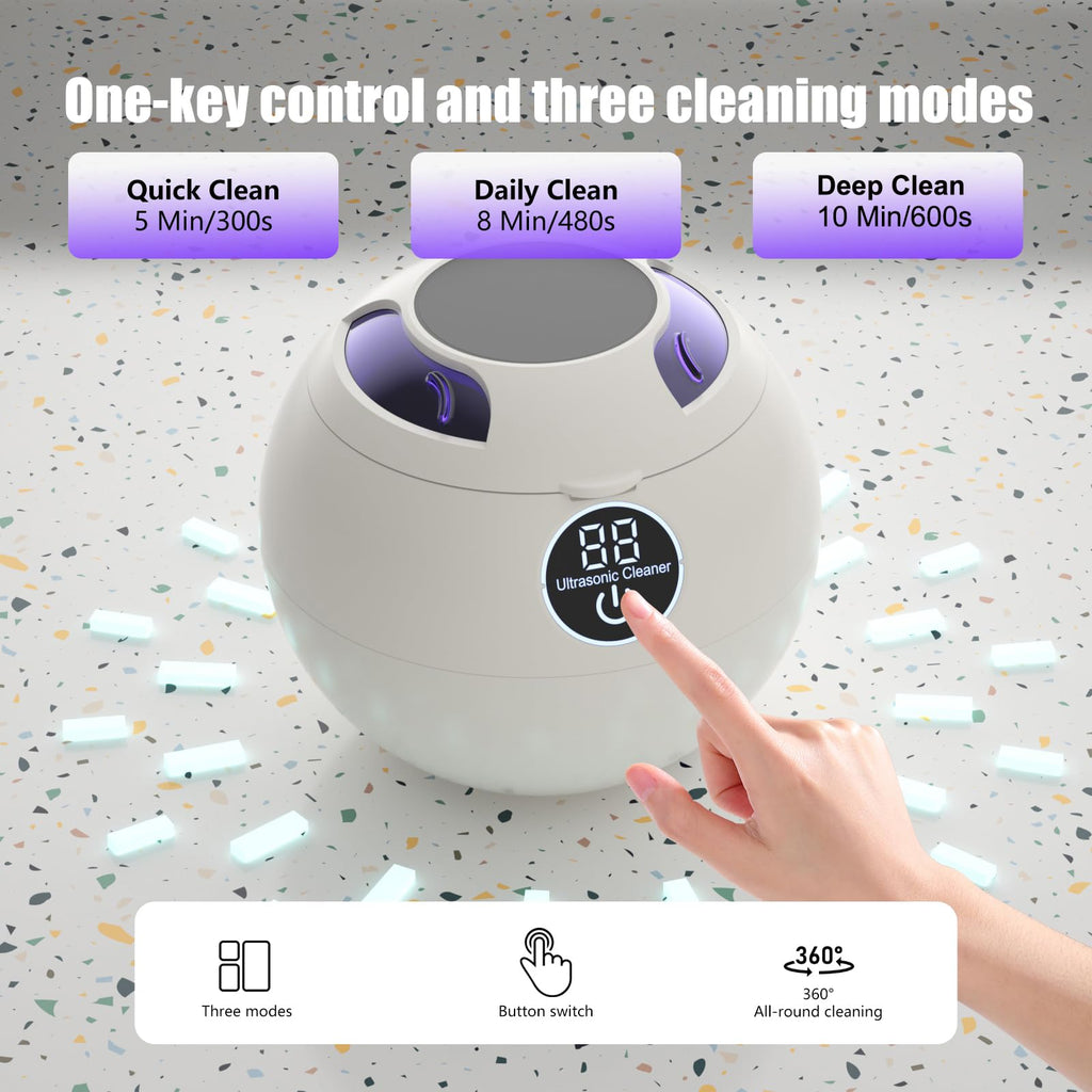 Retainer Cleaner Machine 45kHz Ultrasonic – 200ML, 3 Cleaning Modes