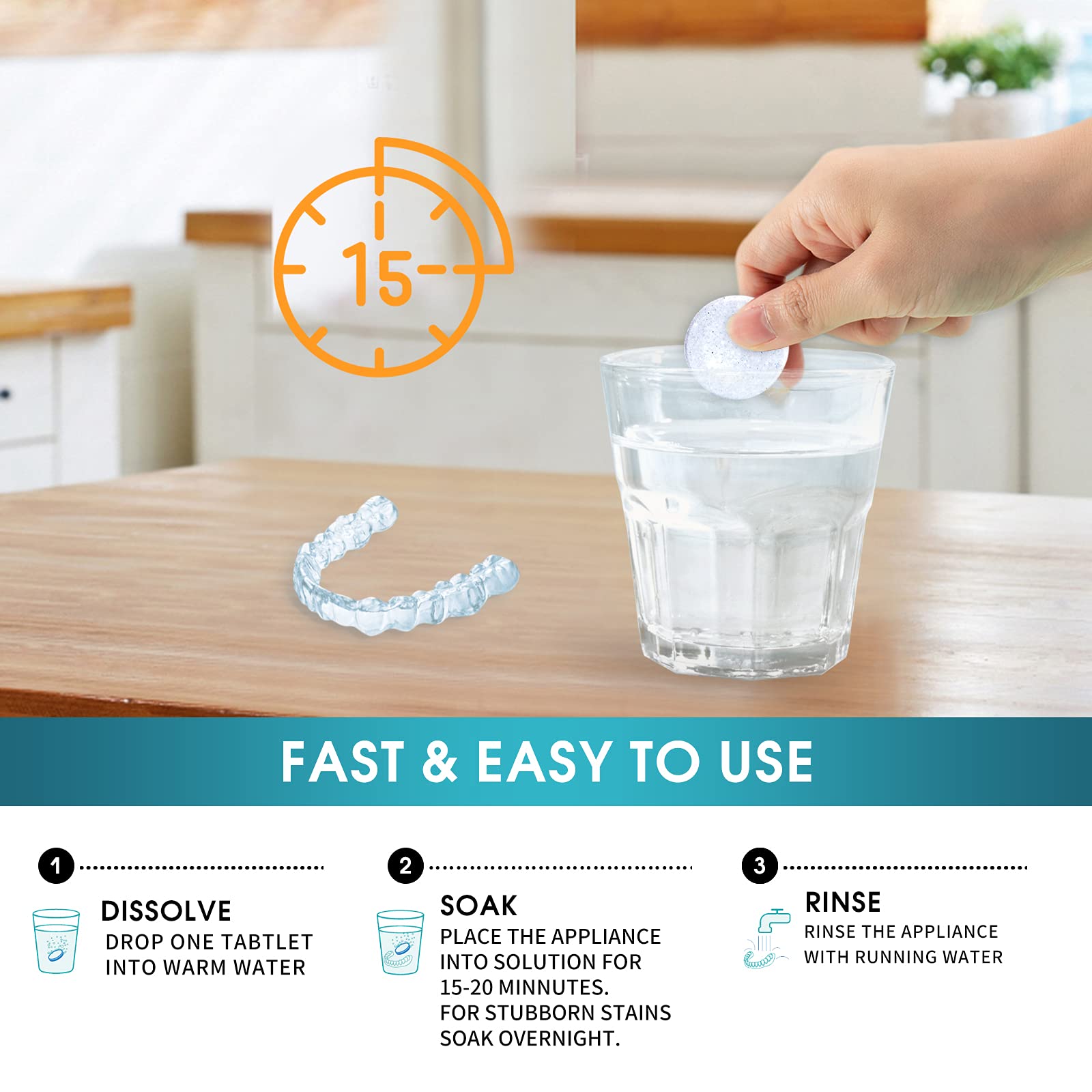 Retainer Cleaner Tablets – Invisalign Cleaner, Denture Cleaning Tablets, 3-Month Supply | Y-Kelin