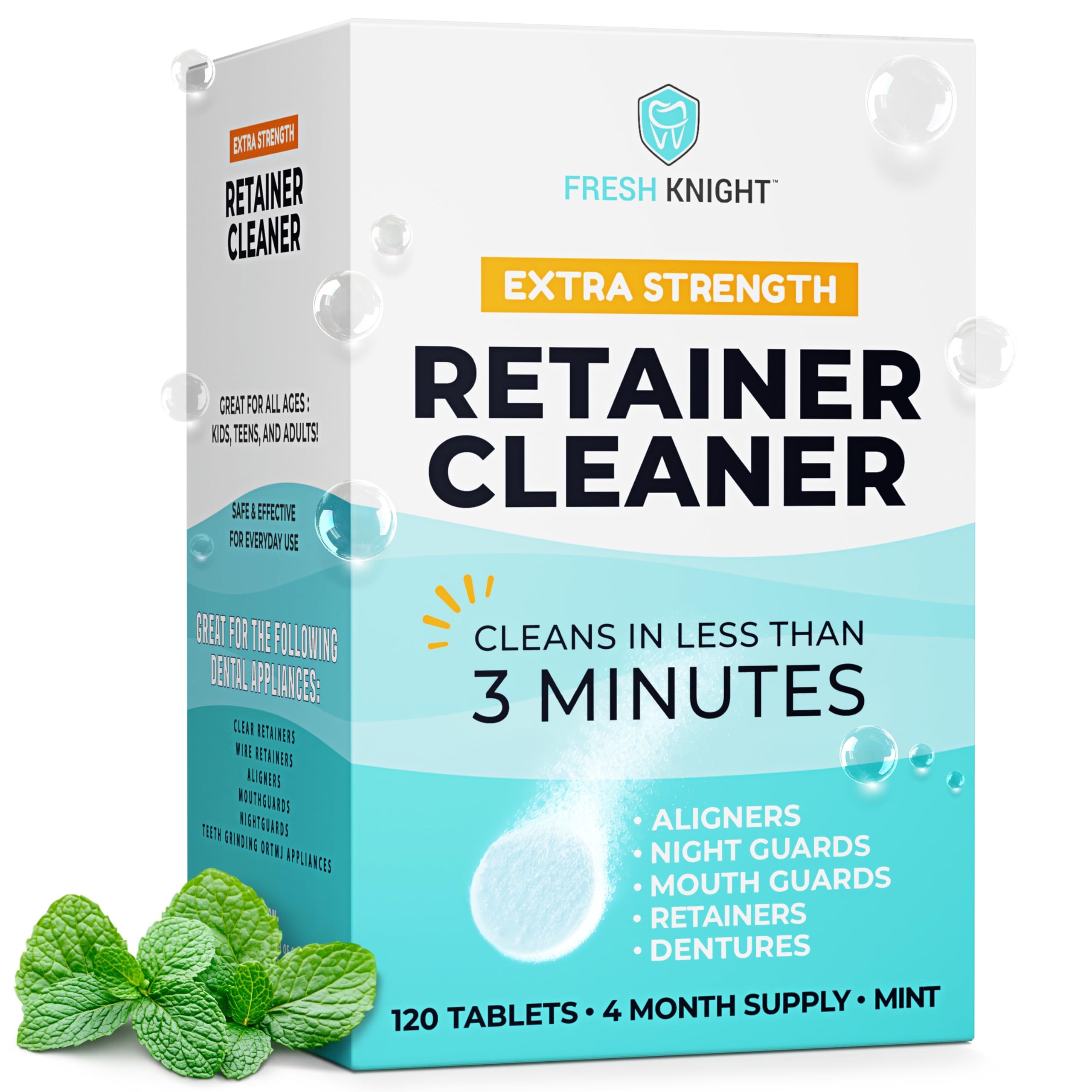 Retainer Cleaner Tablets 120 | Invisalign, Denture & Dental Appliance Cleaner - 4 Month Supply