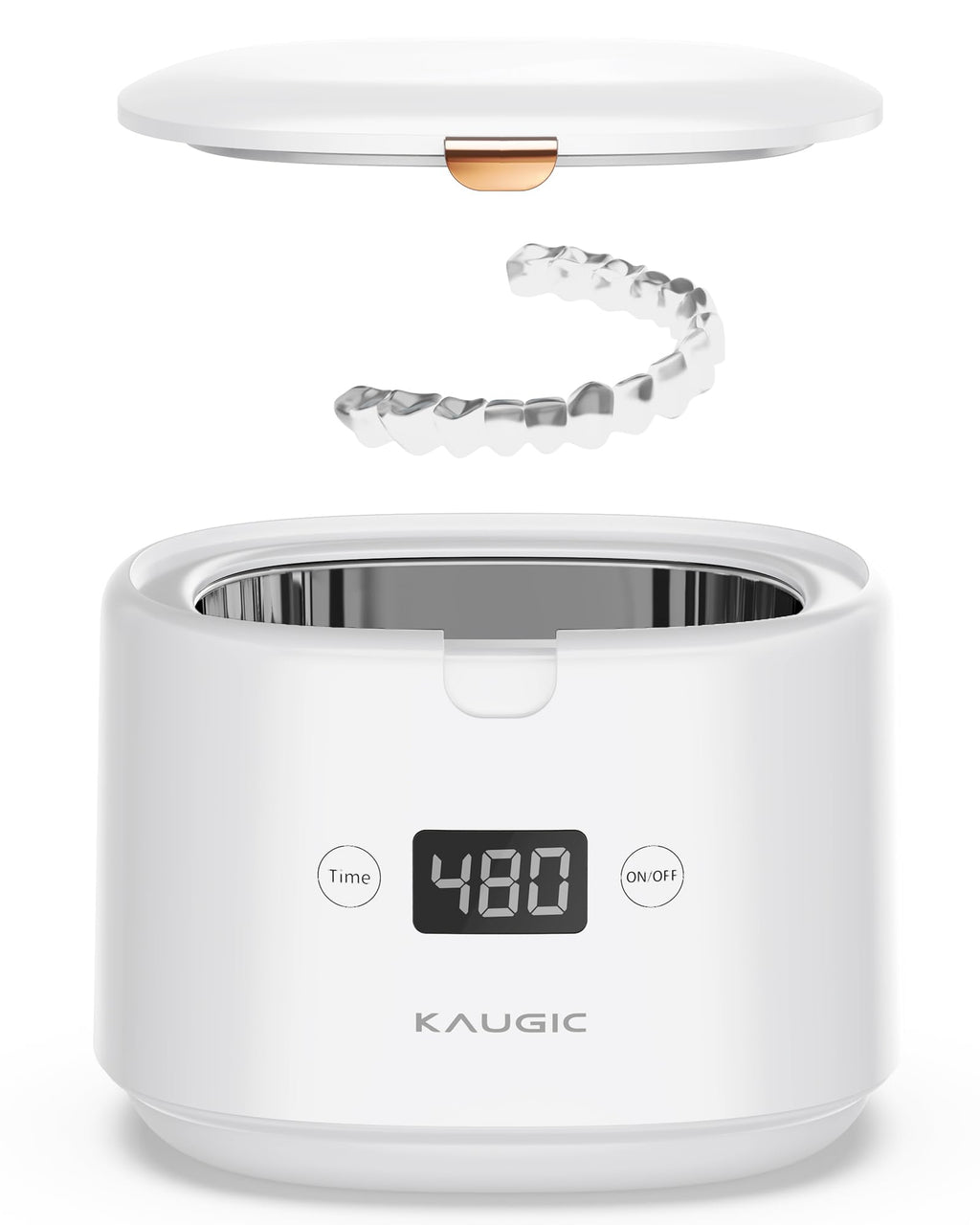 Retainer Cleaner with Upgraded MCU — 30W/45kHz Ultrasonic, 230ml Portable (White)