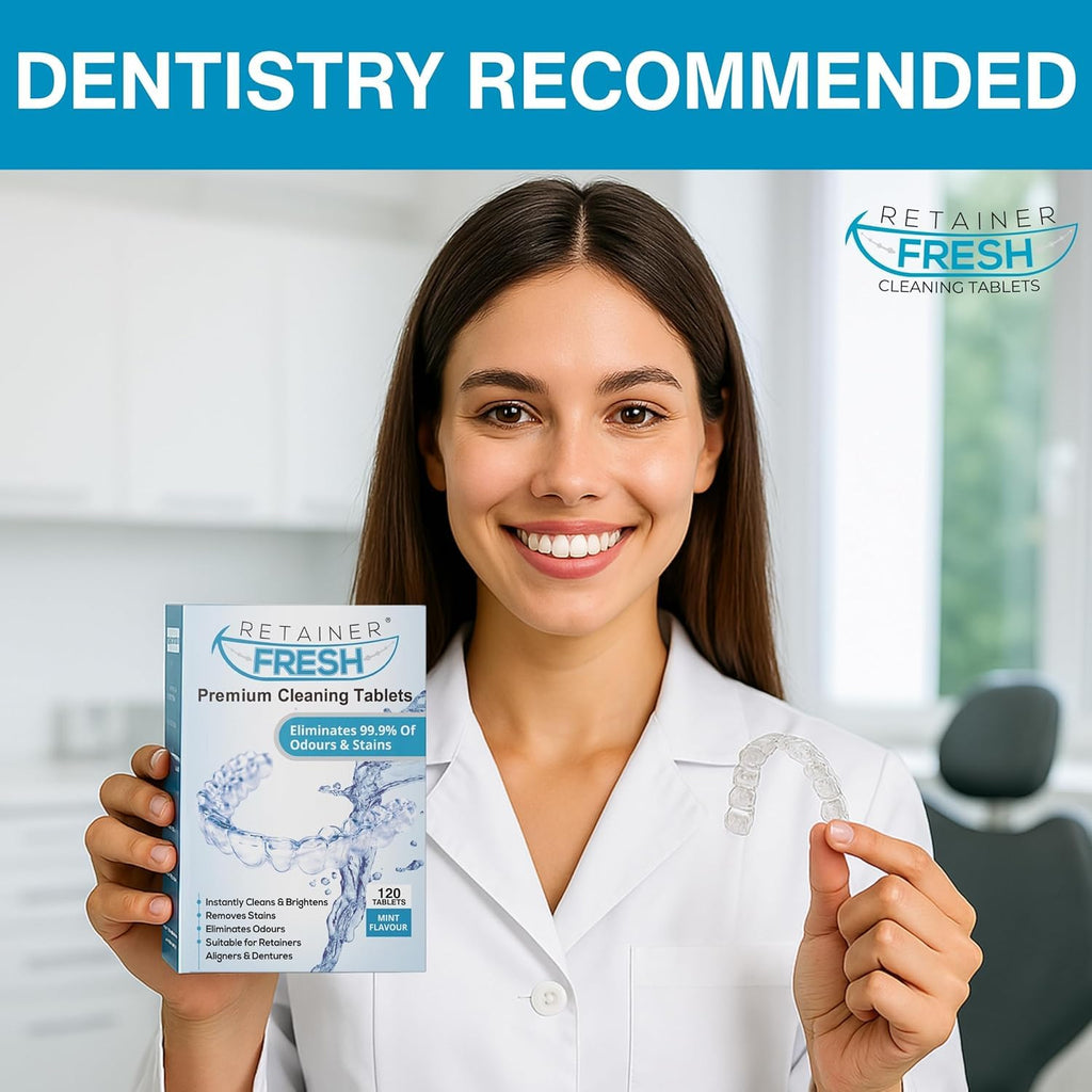 Retainer Cleaning Kit & Tablets – 36 Tabs (1 Month) | Cleaners for Aligners, Mouth Guards & Dentures