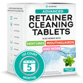 Mint Flavor Retainer & Mouth Guard Cleaner Tablets - Invisalign, Dentures, 150 Count
