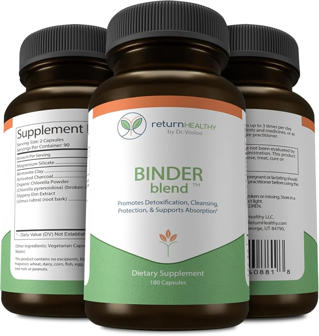 Return Healthy Binder Blend – Toxin Binder Detox Capsules for a Healthy Gut (3-Pack, 180 Capsules)