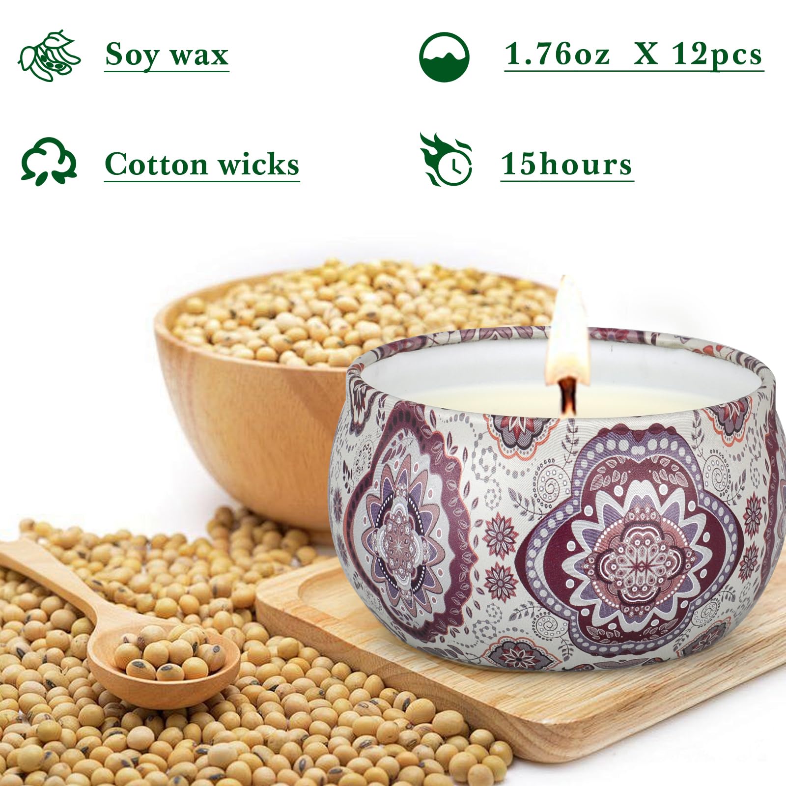 Christmas Scented Candles Gift Set – 12 Pack Soy Wax Aromatherapy Candles