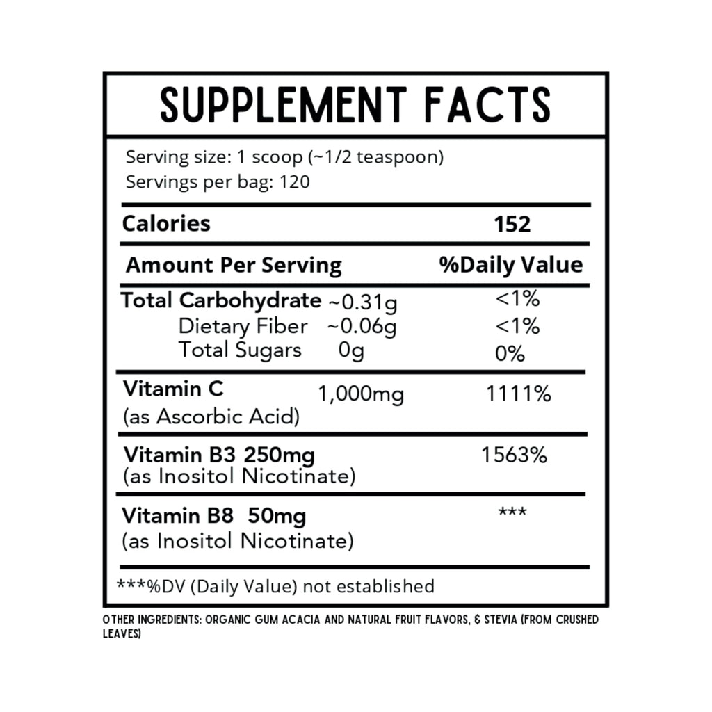 Revitalize Wellness Kids Defense Powder - 1000 mg Vitamin C, 250 mg B3, Fruit Punch, 120 Servings