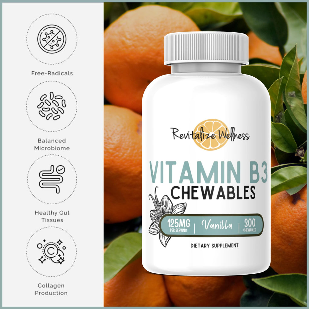 Revitalize Wellness Vitamin B3 Chewables - 125 mg per Chewable | Vanilla Flavor | 300 Servings
