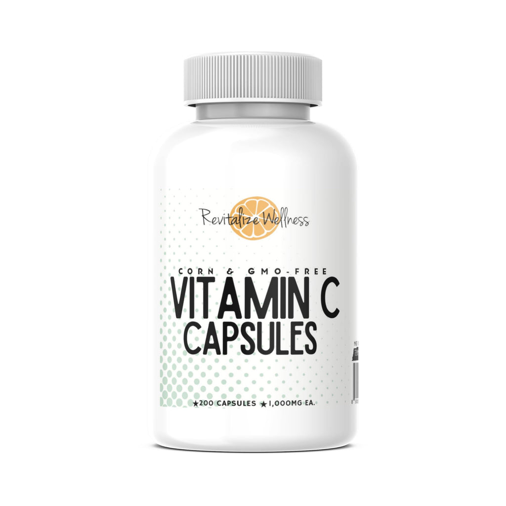 Revitalize Wellness Vitamin C Capsules – 1000 mg, 200 Servings, Pure & GMO-Free