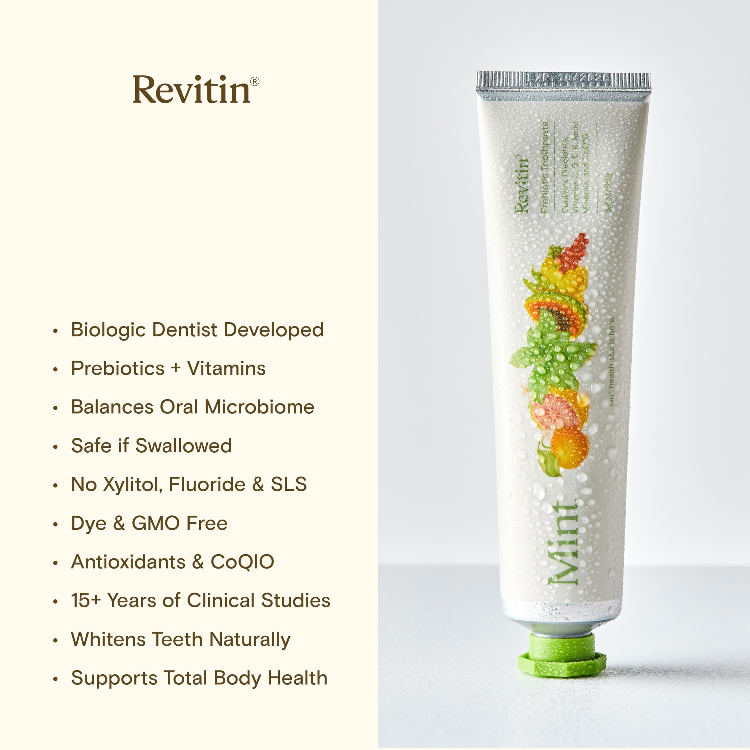 Revitin Toothpaste – Fluoride-Free Prebiotic Mint Gel | Pack of 5