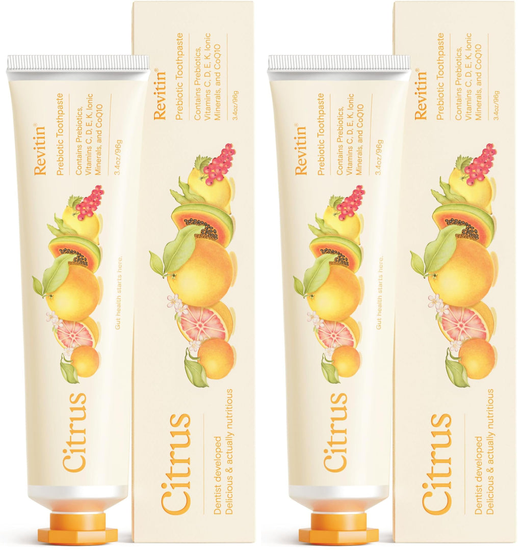 Revitin Toothpaste – Fluoride-Free Prebiotic Citrus (Pack of 2) | Non-Toxic, Kid Approved