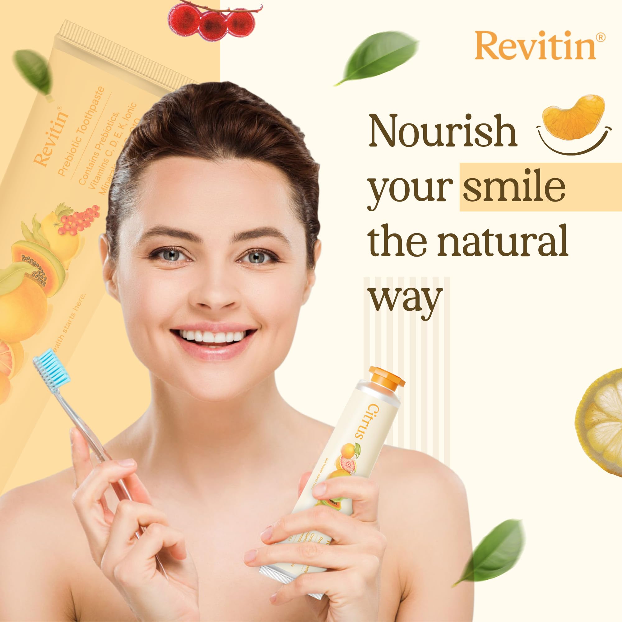 Revitin Toothpaste – Fluoride-Free Prebiotic Citrus (Pack of 2) | Non-Toxic, Kid Approved