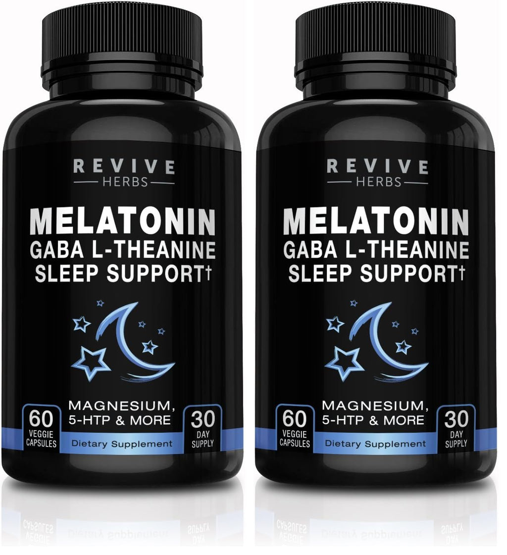 Revive Herbs Melatonin GABA L-Theanine – 60 Veggie Capsules (2-Pack)