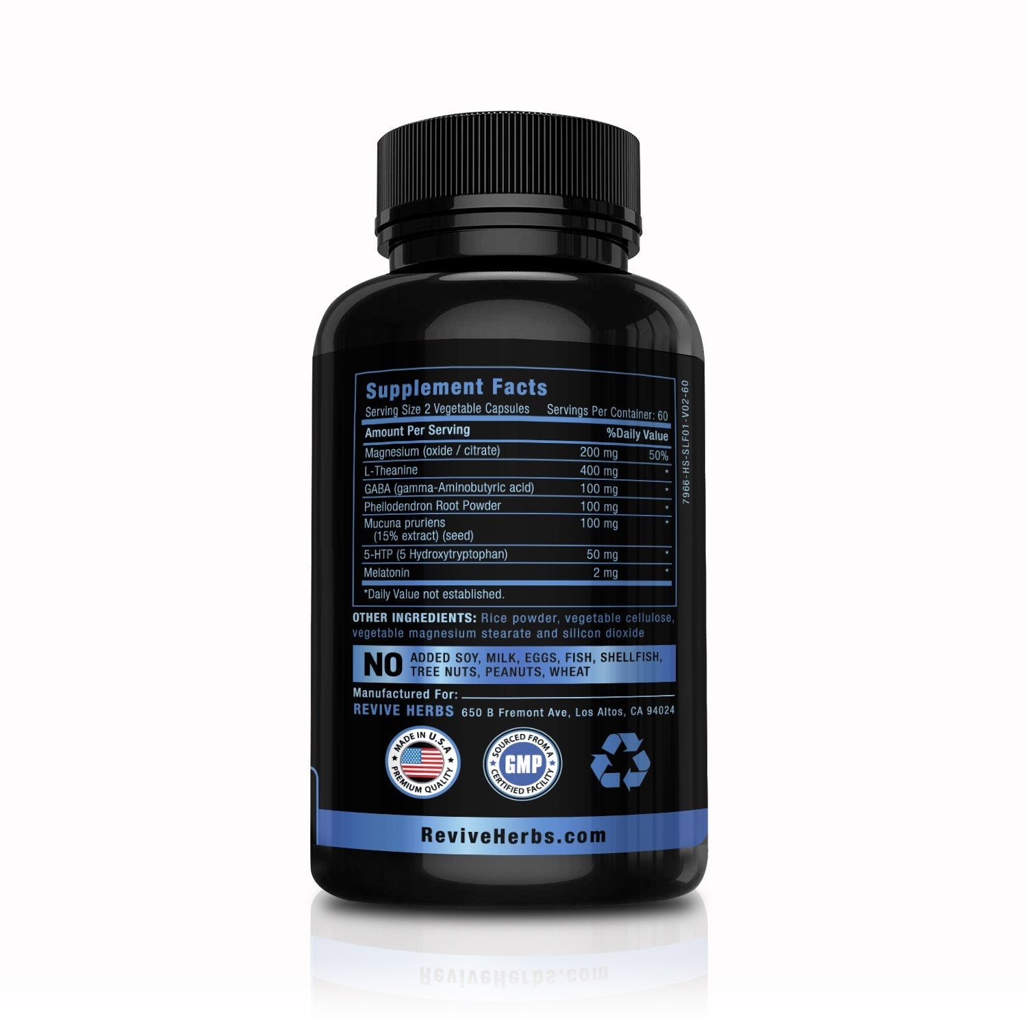 Revive Herbs Melatonin GABA L-Theanine – 60 Veggie Capsules (2-Pack)