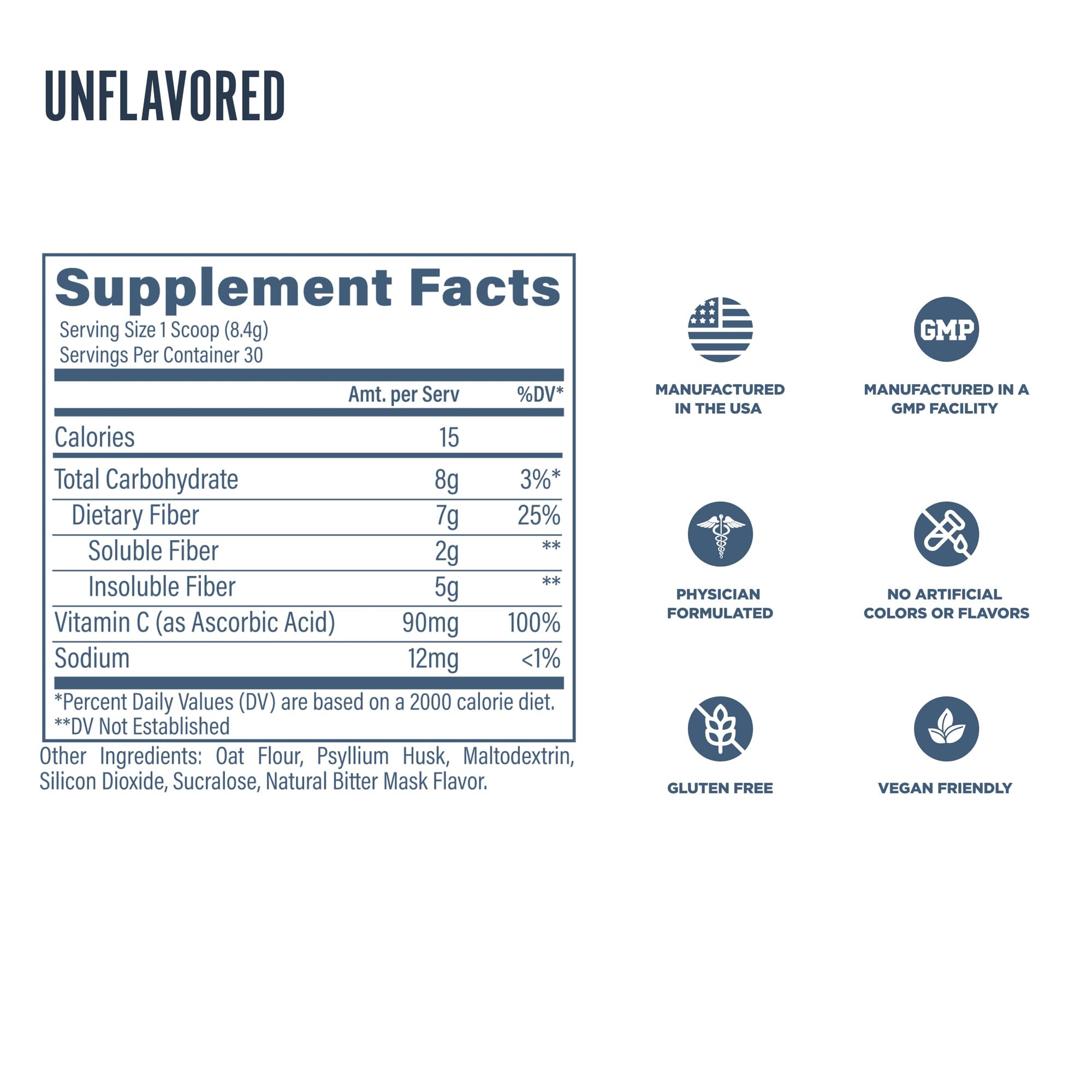 Revive MD Fiber Supplement for Digestive Health – 5g Fiber per Serving with Psyllium Husk (Unflavored, 30 Servings)
