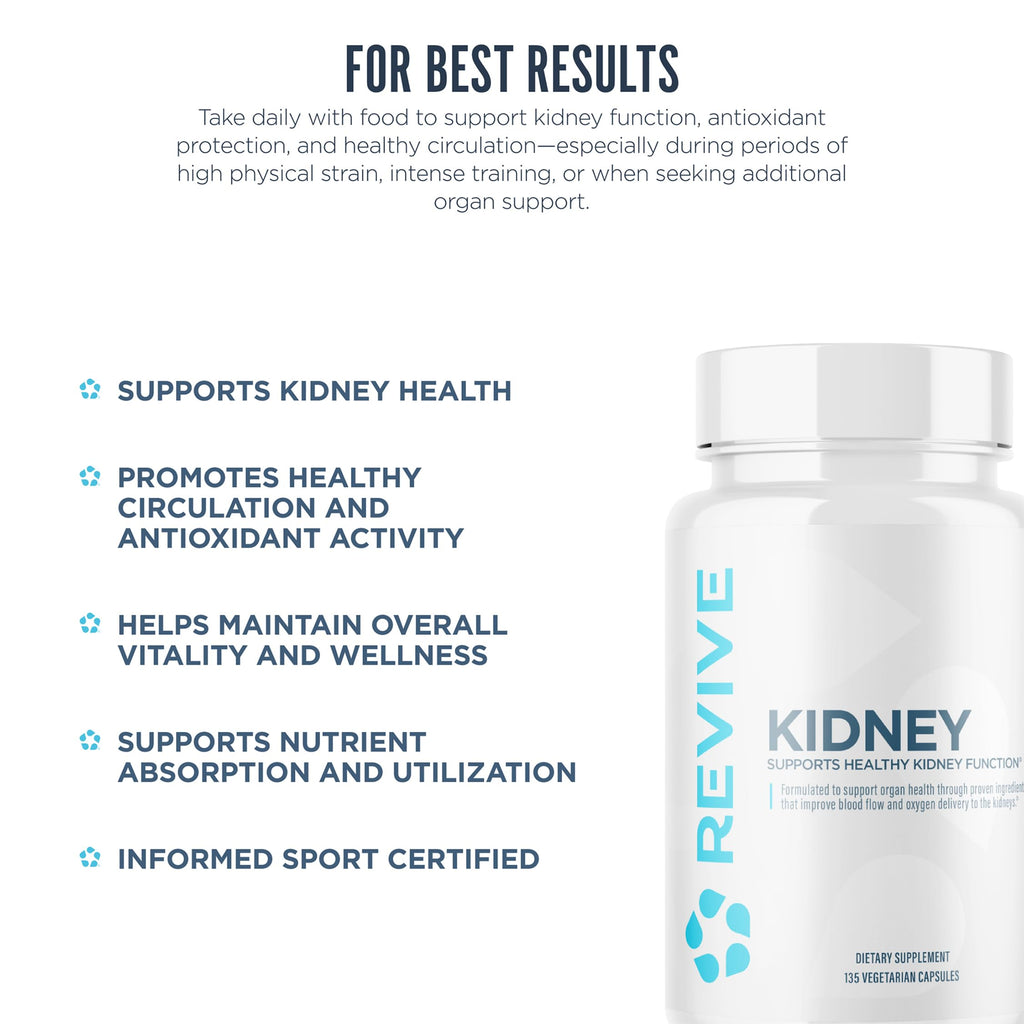 Revive MD Kidney Support – Plant-Based Kidney Detox Capsules | 135 Vegetarian Capsules (45 Servings)