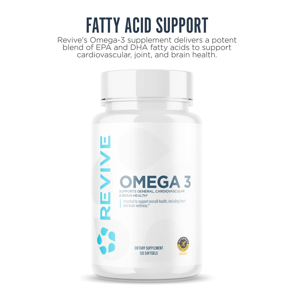 Revive MD Omega-3 Fish Oil Softgels – EPA & DHA for Heart, Brain & Joints | Vegan-Friendly, Gluten-Free (120 Softgels, 60 Servings)