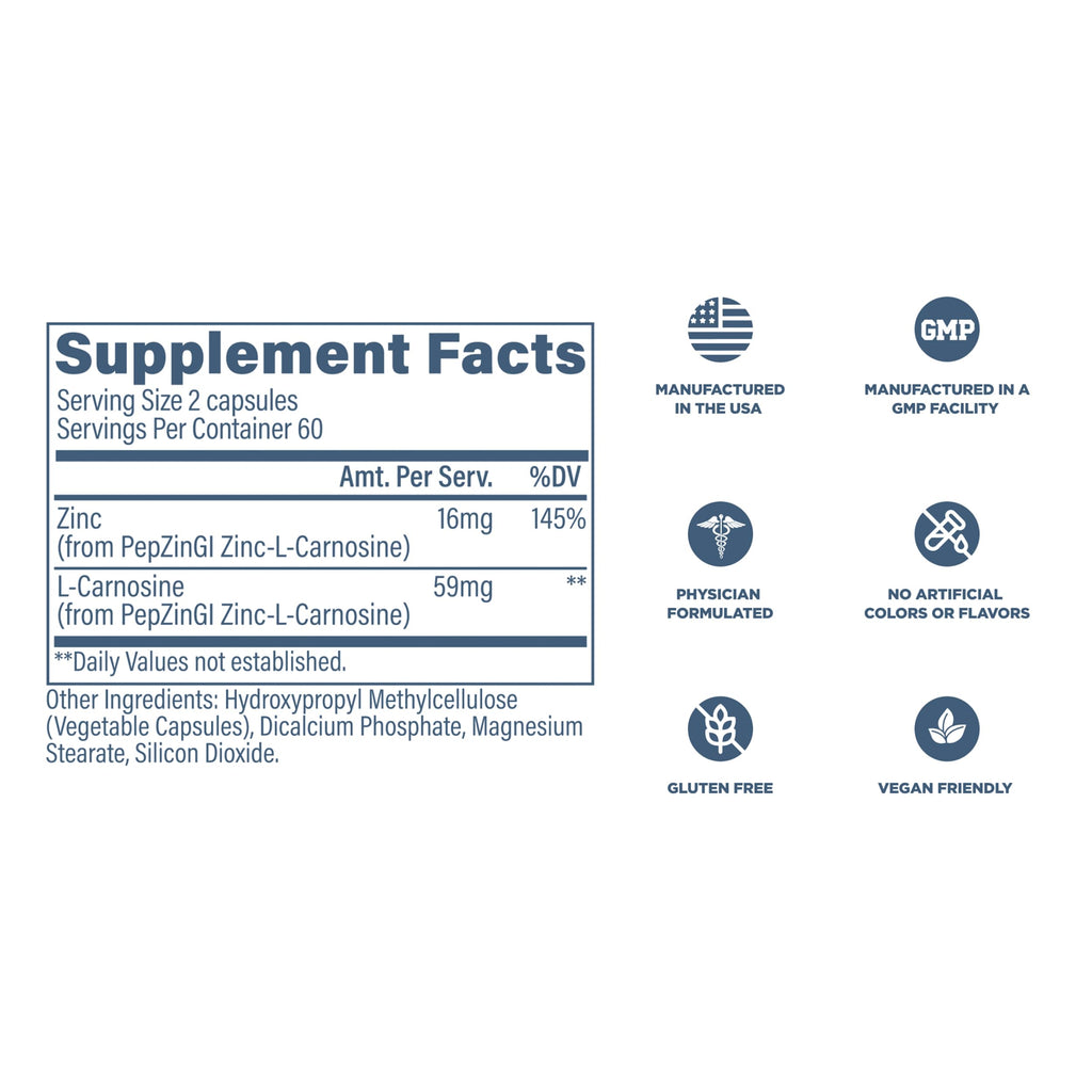 Revive MD Zinc Carnosine Supplement – Gut Health & Immune Support (120 Capsules)