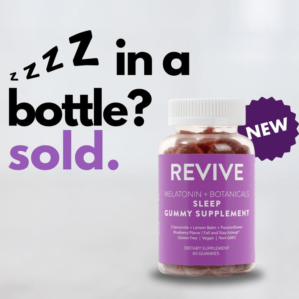 REVIVEEO Melatonin & Botanicals Sleep Gummies – 5 mg Melatonin, Blueberry, Pack of 2
