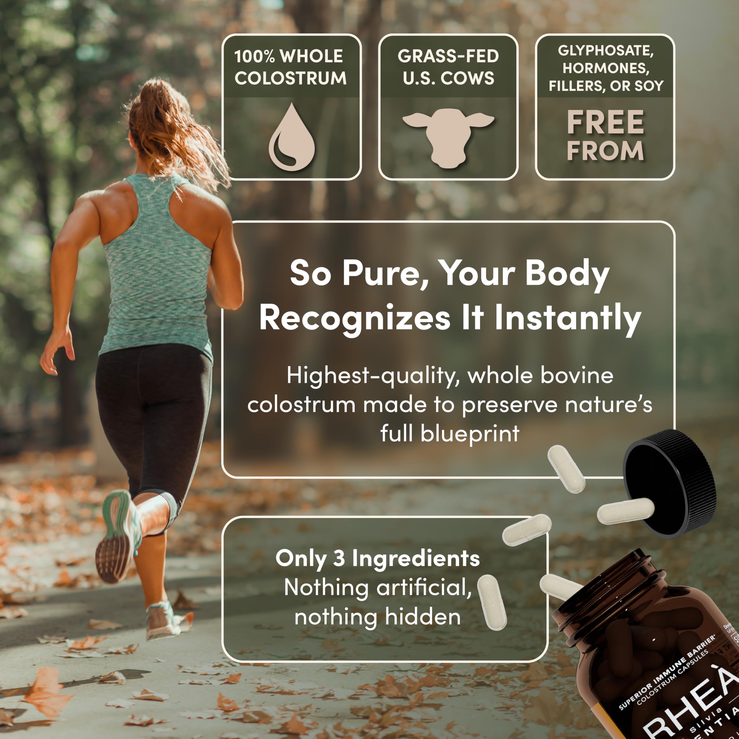 Rhea Bovine Colostrum Supplement for Women – Immune & Digestive Health (120 caps)
