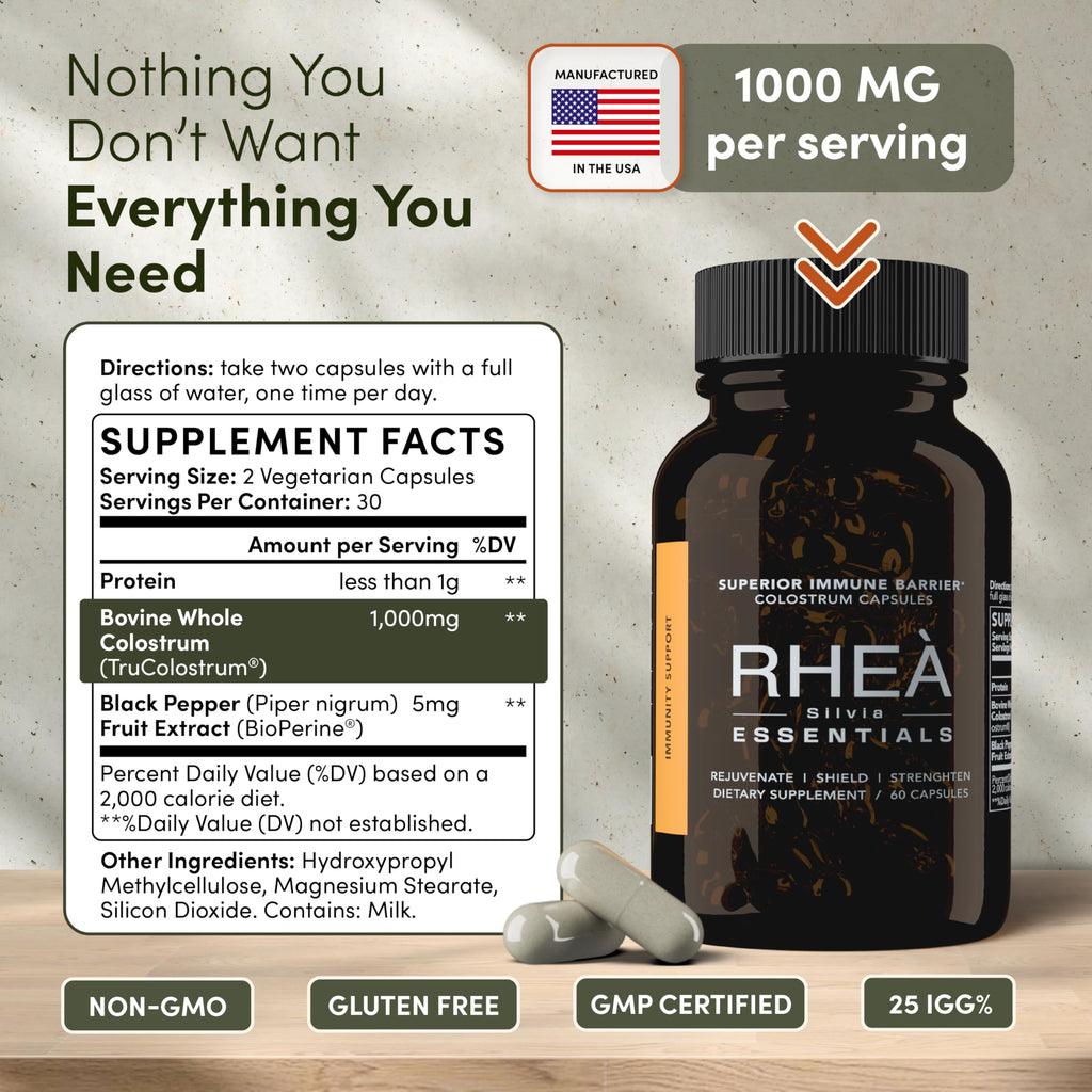 RHEASILVIA Rhea Bovine Colostrum Capsules for Women | Gut Health, Immune Support, Digestive Wellness