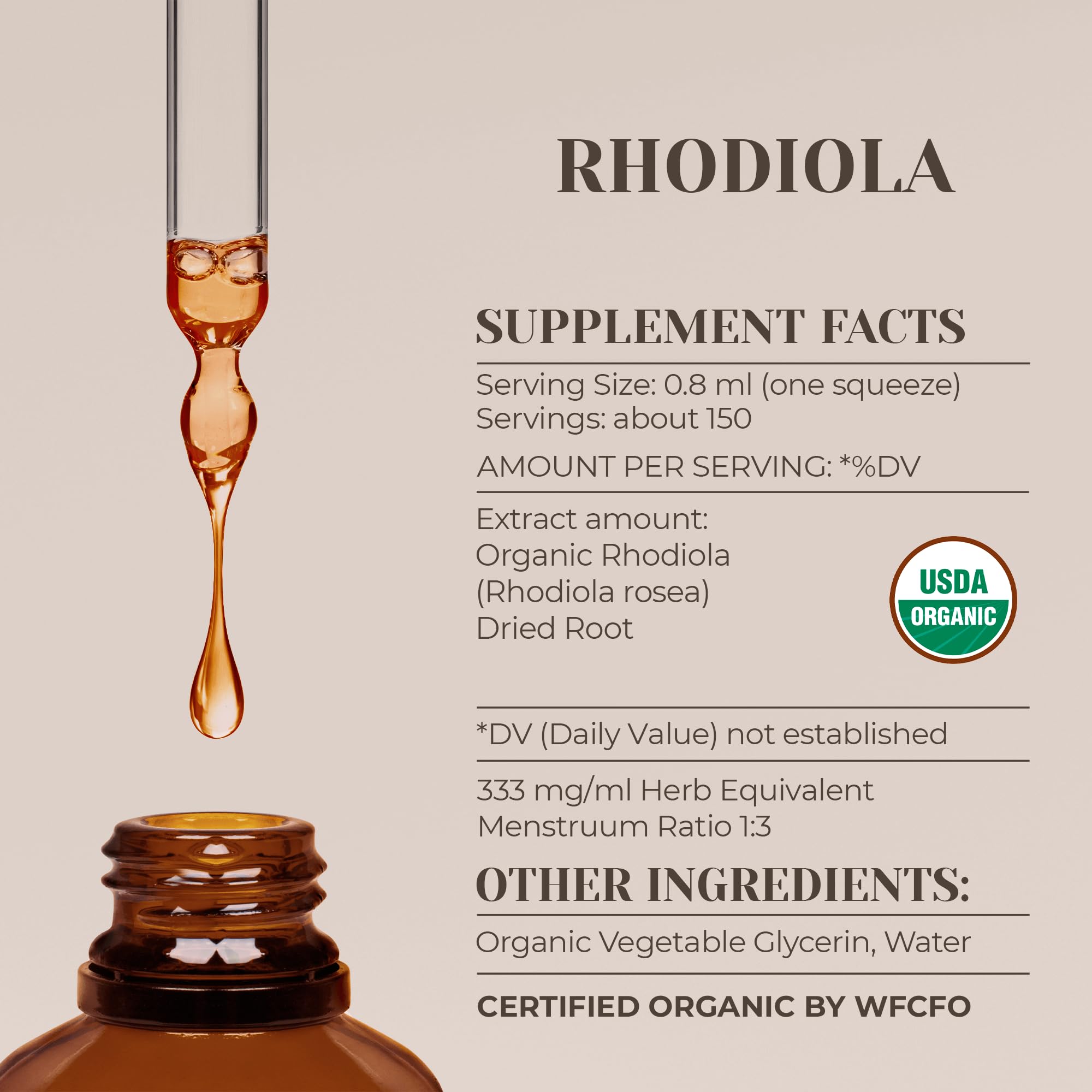 Rhodiola USDA Organic Alcohol-Free Extract – 4 oz Tincture (Rhodiola Rosea)