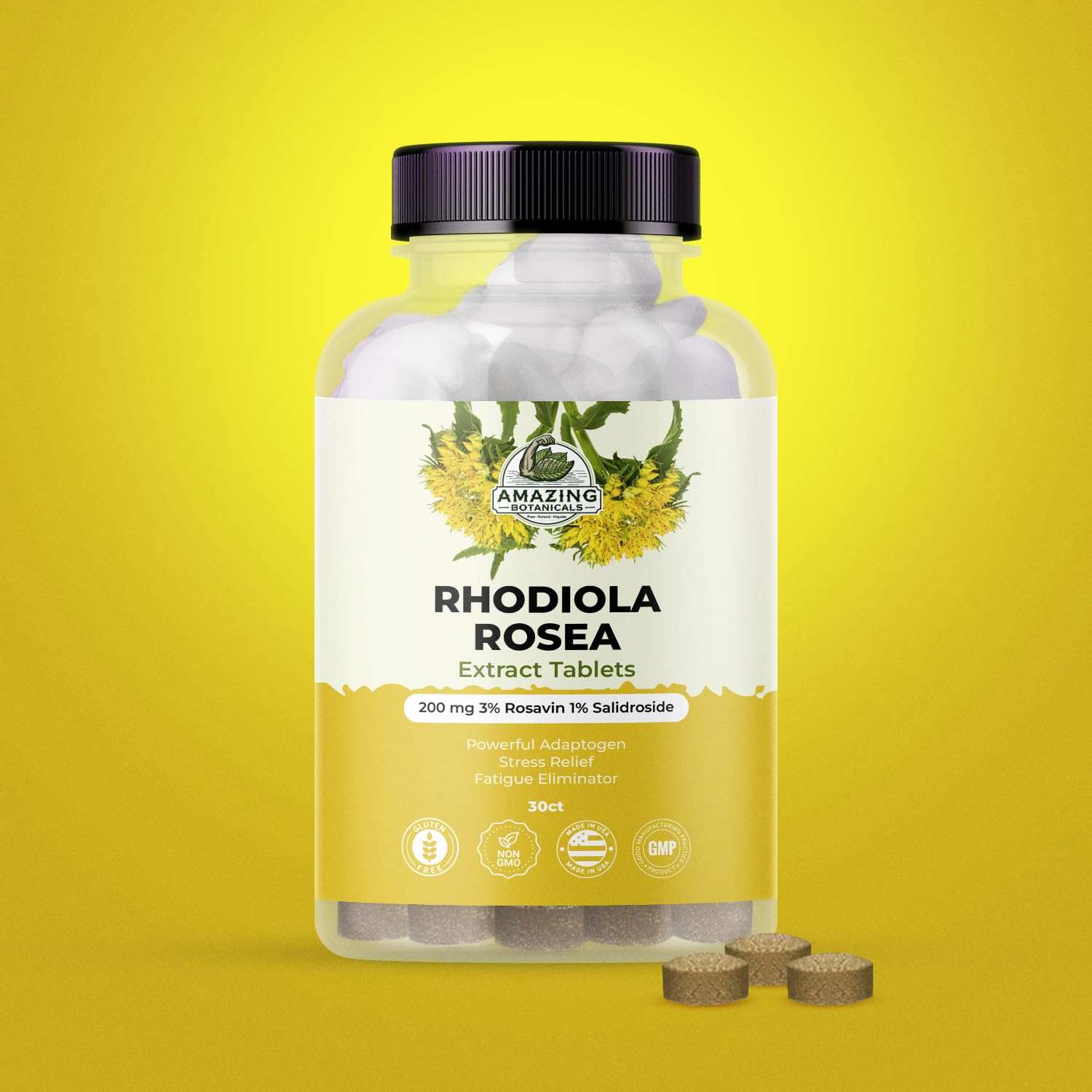 Rhodiola Rosea Extract Tablets 200mg | 30 Count | Adaptogen for Stress & Fatigue