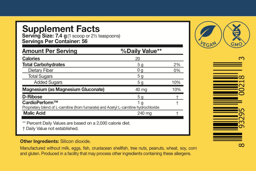 Researched Nutritionals RibosCardio ATP Energy Powder – D-Ribose & L-Carnitine (41.4 g)
