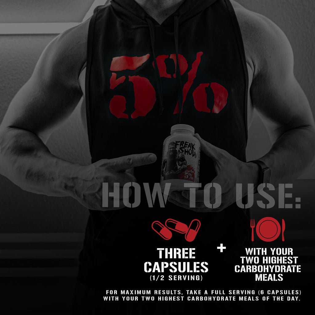 5% Nutrition Rich Piana Freak Show – Muscle Builder (Berberine, Gymnema Sylvestre, Banaba) 180 Capsules