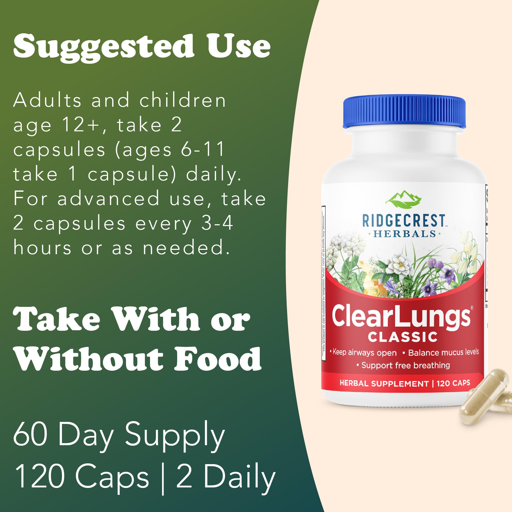 Clear Lungs Classic Red Label by RidgeCrest Herbals | 120 Capsules