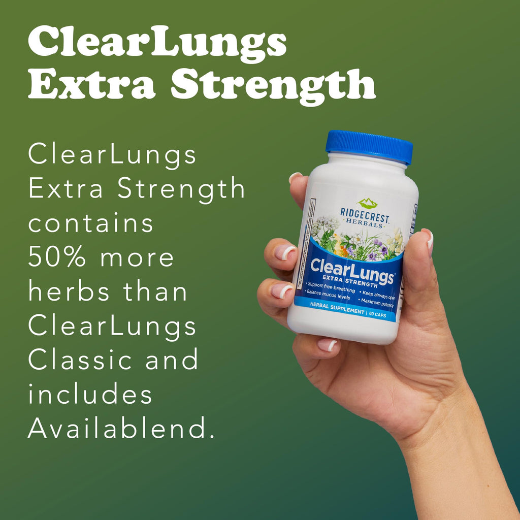 RidgeCrest ClearLungs Extra Strength – Natural Lung & Respiratory Support (60 Caps, 30 Serv)