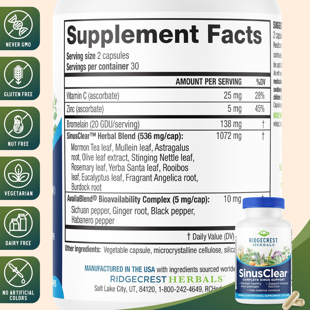 RidgeCrest SinusClear – Complete Sinus & Nasal Health (60 Veg Caps)
