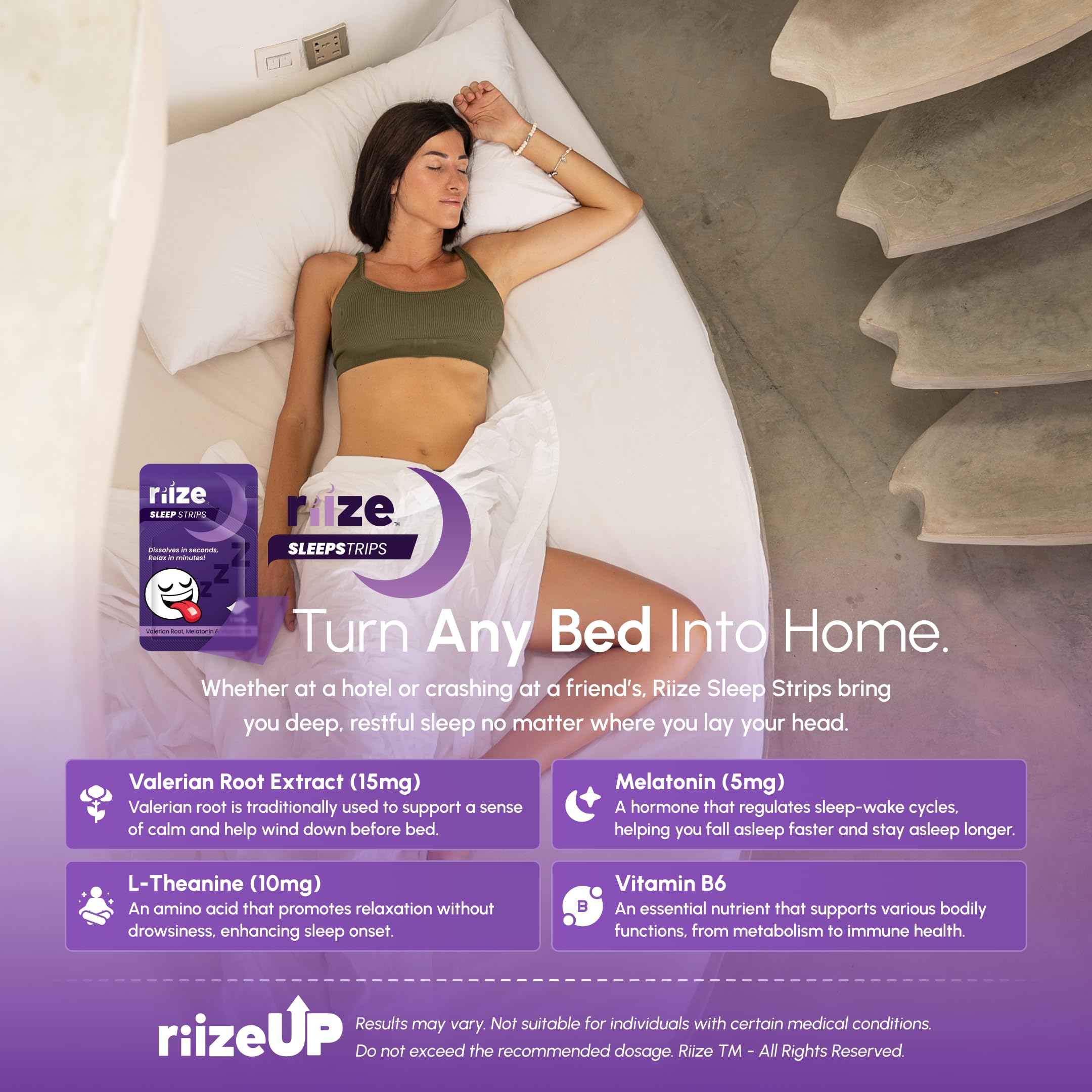 Riize Sleep Strips – Fast Acting Melatonin Sleep Aid, 30 Count (Vegan)