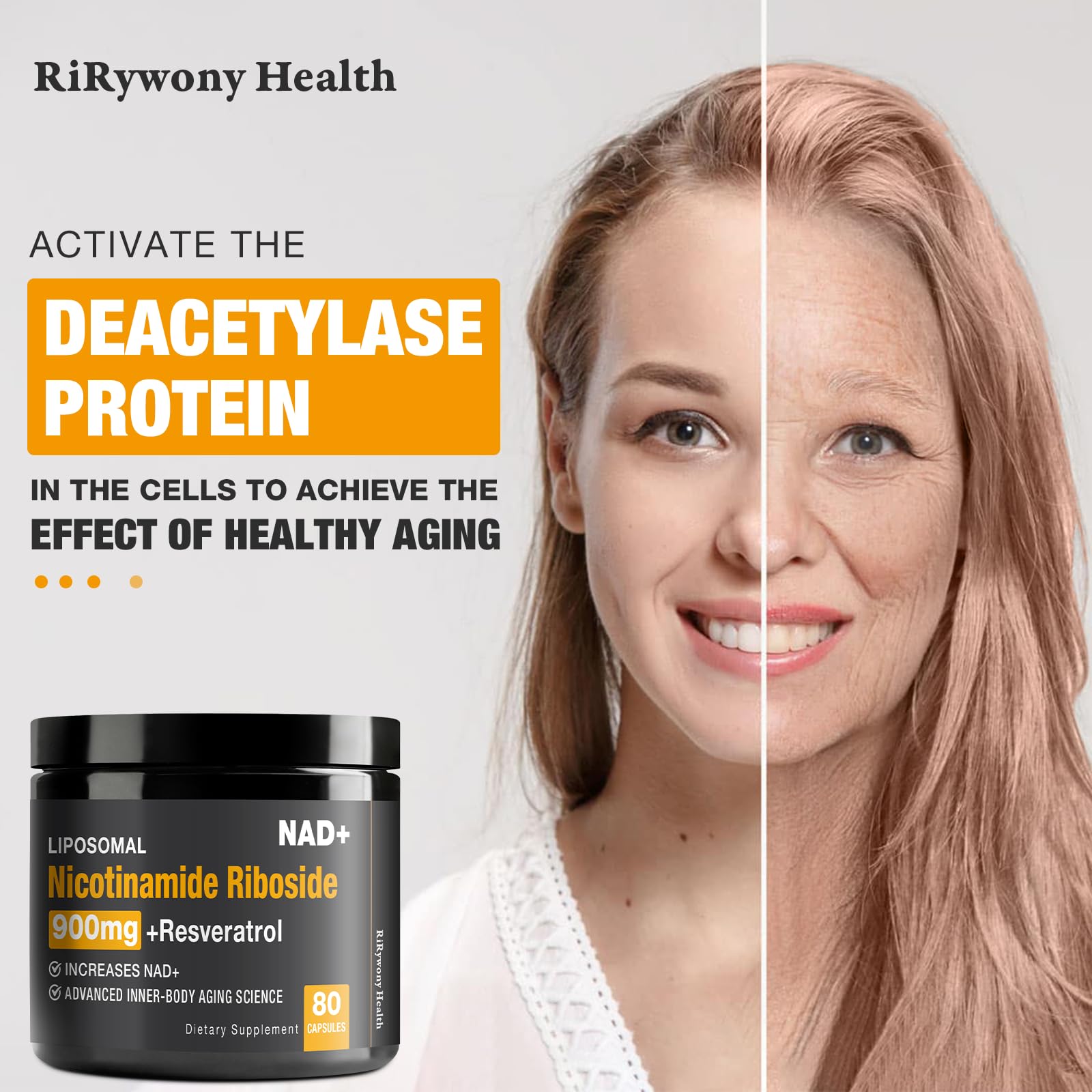 RiRywony Health NAD Supplement – NAD+ with NR & Resveratrol (900mg) – 2 Pack