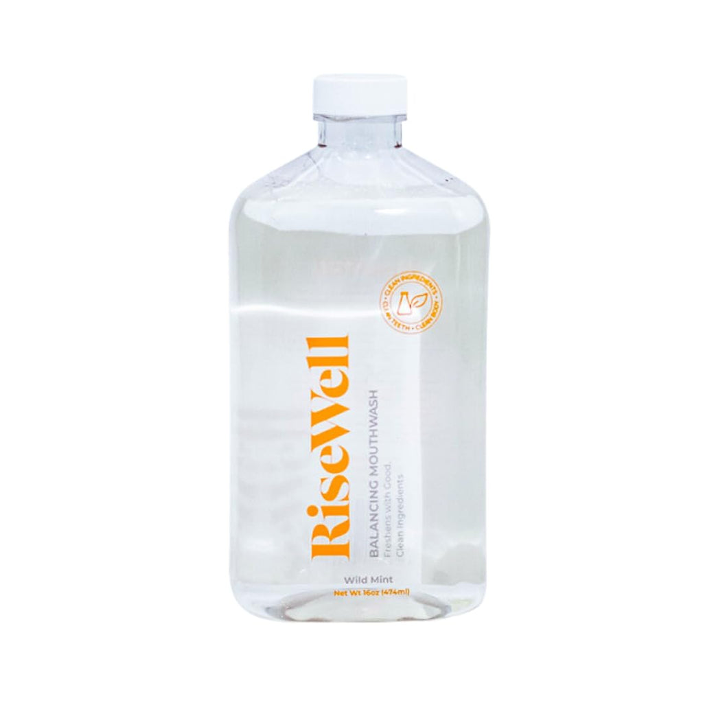 RiseWell Balancing Mouthwash - pH Balanced, Alcohol Free, Fluoride Free - Wild Mint 16 oz (2-Pack)
