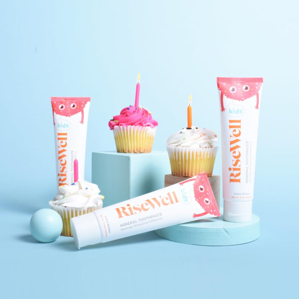 RiseWell Kids Mineral Toothpaste – Hydroxyapatite, No Fluoride, Cake Batter – 3.4 oz (Pack of 2)