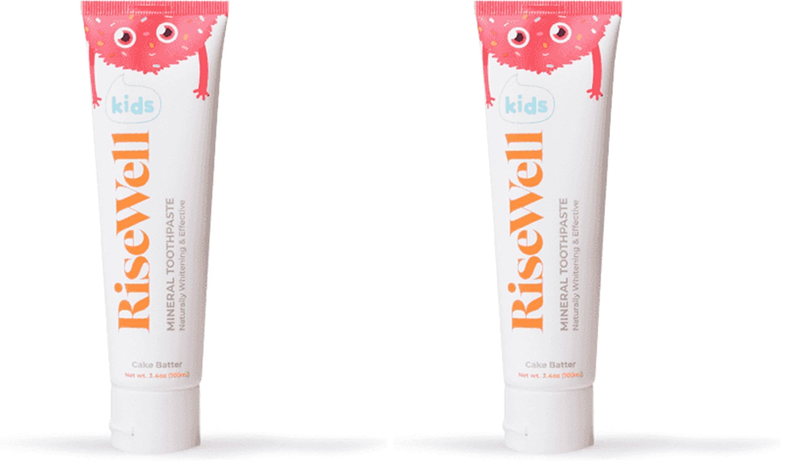 RiseWell Kids Mineral Toothpaste – Hydroxyapatite, No Fluoride, Cake Batter – 3.4 oz (Pack of 2)