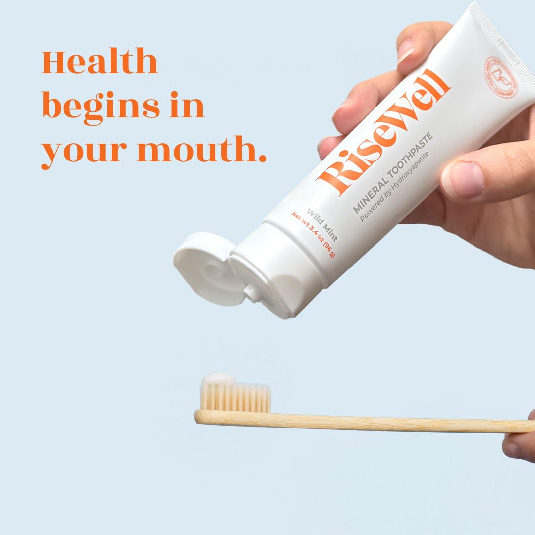 RiseWell Mineral Toothpaste with Hydroxyapatite - No Fluoride, SLS-Free, Made in USA | 3.4 oz