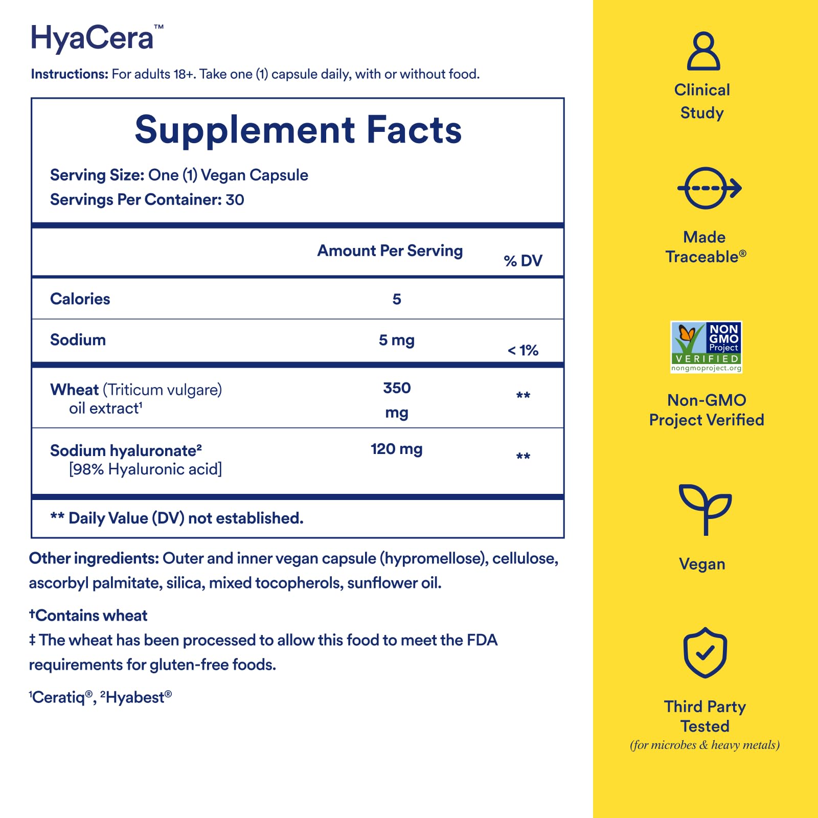 Ritual HyaCera Skin Supplement with Hyabest® & Ceratiq® – 30 Day Vanilla Formula