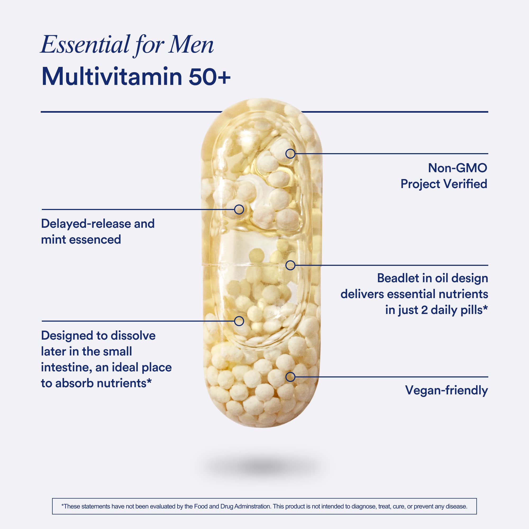 Ritual Multivitamin for Men 50+ – Vegan Mint, Omega-3 DHA, Immune Support