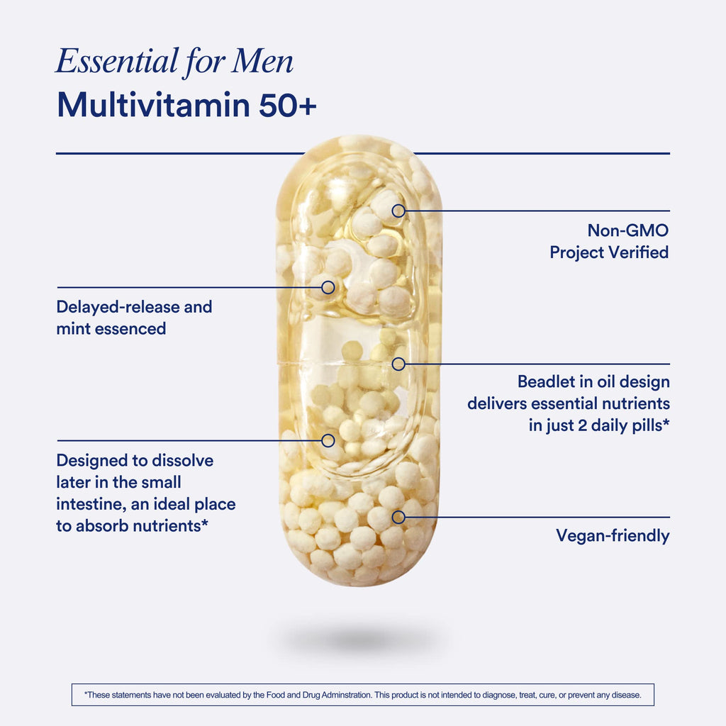 Ritual Multivitamin for Men 50+ – Vegan Mint, Omega-3 DHA, Immune Support