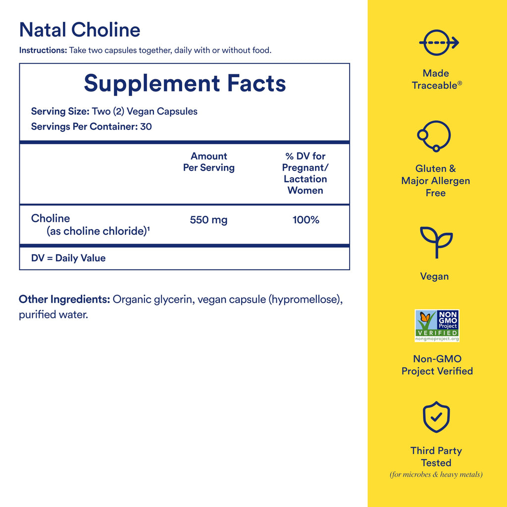 Ritual Natal Choline Supplement 550mg – Supports Baby's Cognitive Function During Pregnancy and Choline Content in Breastmilk* | 30 Day Supply