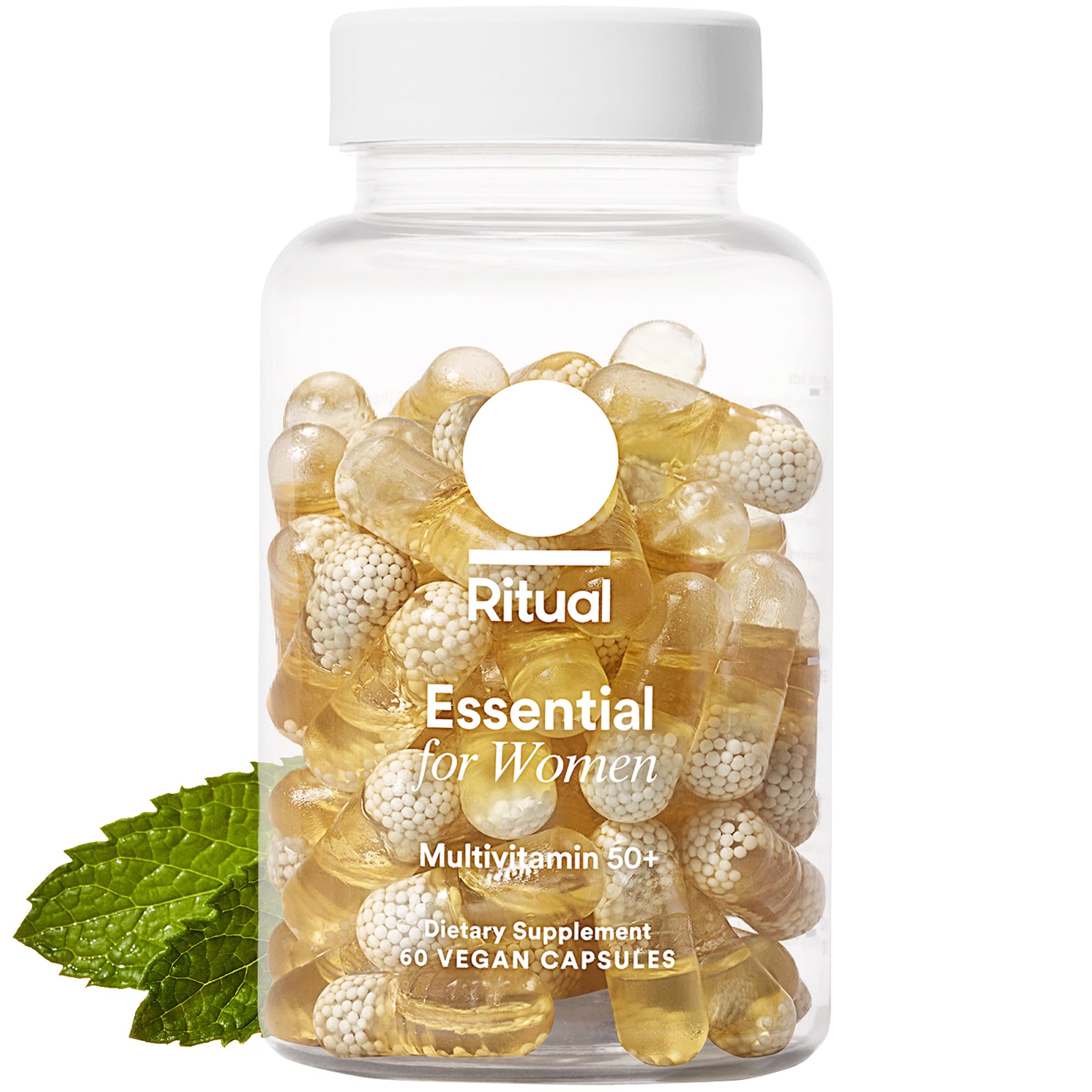 Ritual Women 50+ Multivitamin — Vegan, Non-GMO, D3/K2/Mg, Omega-3 DHA, Mint, 60 Capsules